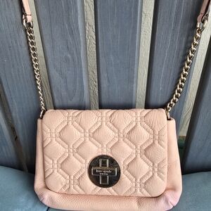 Kate Spade Blush Pink Quilted Crossbody Bag w/Gold Hardware 9x6.5 Good Condition